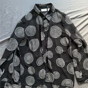 Chico's Black and White Casual Button Down Shirt